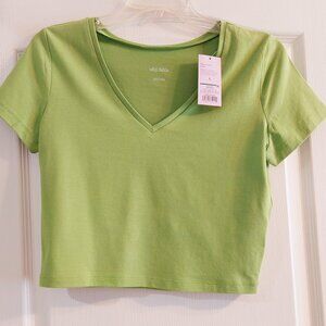 Share Green Short Sleeve Cropped Top by Wild Fable (Sz L)